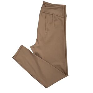 MOVE THEORY Women’s Activewear Leggings Ankle Length Beige Brown Front Accents M